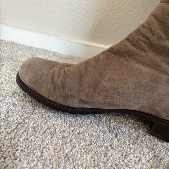 Stuart Weitzman Suede Over-The-Knee Flat Boots - 8.5 - Slate Grey - Picture 8 of 13